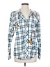 Assorted Brands 100% Cotton Argyle Blue Long Sleeve Blouse Size S - photo 1