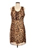 Milano 100% Polyester Animal Print Brown Cocktail Dress Size 8 - photo 1