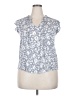 Monday Fun 100% Rayon Gray Blue Short Sleeve Blouse Size XXL - photo 1