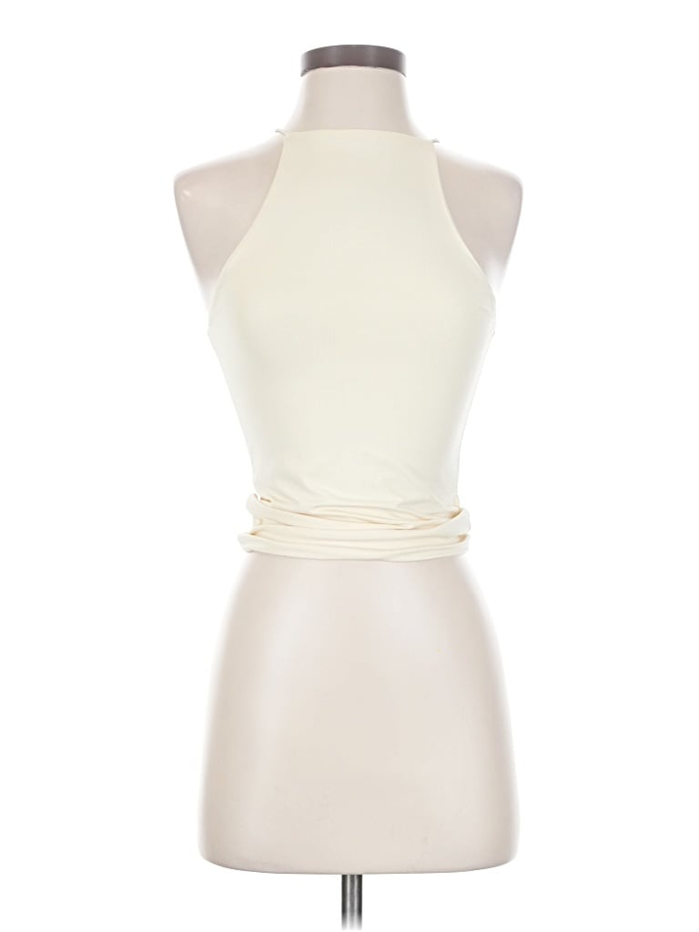 Pre-owned Asos Design Tank Top Ivory Halter Neckline Tops In White