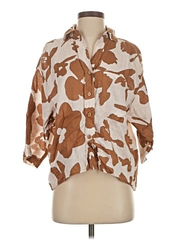 Magaschoni 3/4 Sleeve Button-Down Shirt (view 1)
