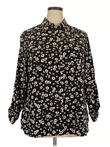 Jones New York Signature 3/4 Sleeve Button-Down Shirt (view 1)