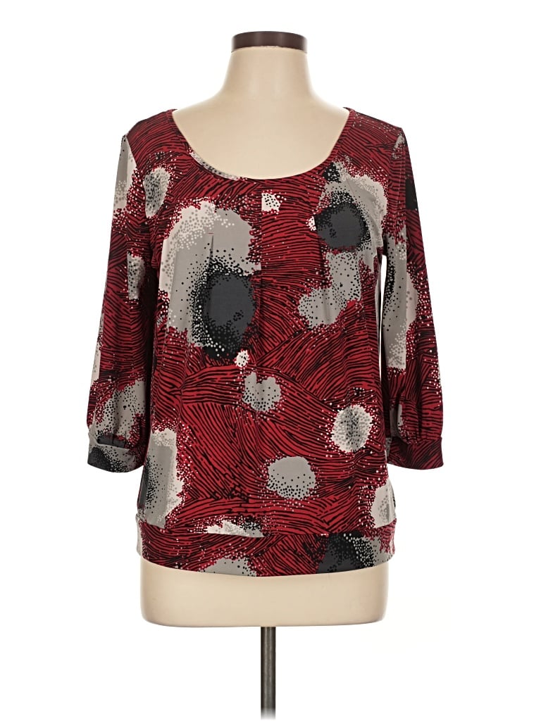Pre-owned Apostrophe 3/4 Sleeve Blouse In Burgundy