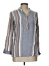 Chic Connection Stripes Gray Long Sleeve Blouse Size L - photo 1