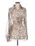 12th Tribe Animal Print Silver Long Sleeve Blouse Size M - photo 1