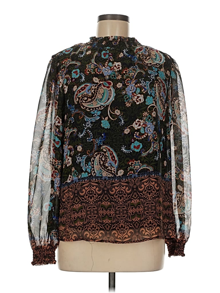 Pre-owned Fig And Flower Long Sleeve Blouse In Brown