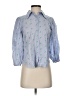 Zara Hearts Blue 3/4 Sleeve Button-Down Shirt Size XS - photo 1