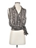 Michael Kors 100% Silk Animal Print Gray Tan Sleeveless Silk Top Size 4 - photo 1