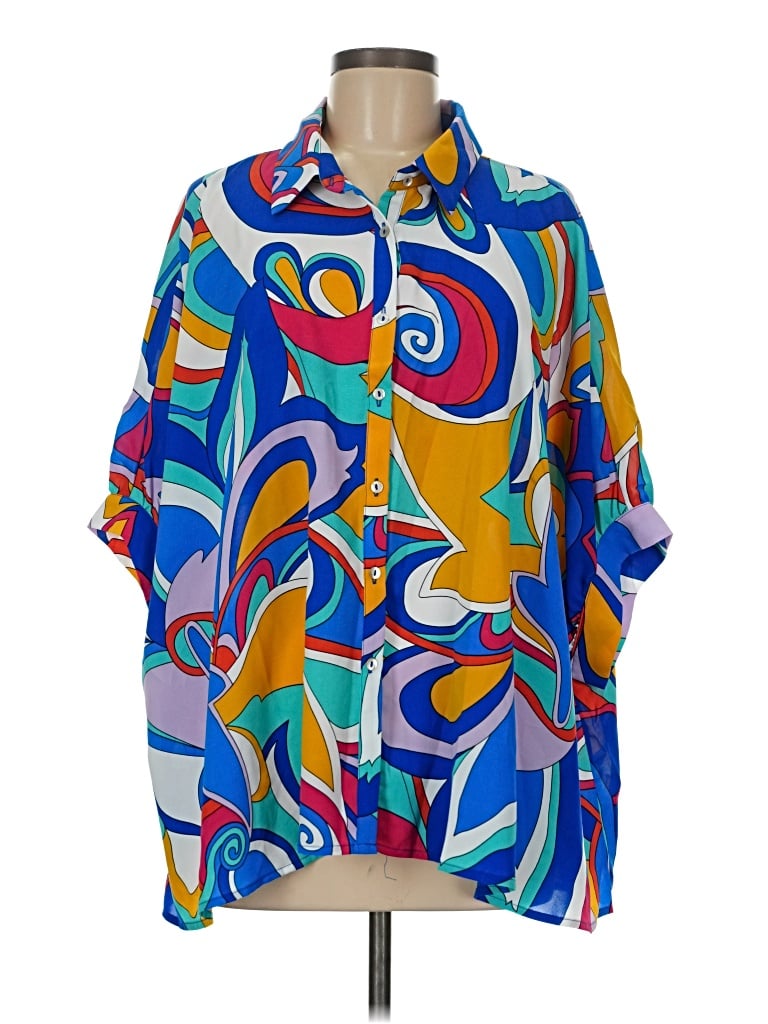 Pre-owned Eesome 3/4 Sleeve Blouse In Blue