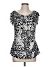 Essentials by Milano Black White Short Sleeve Blouse Size L - photo 1