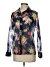 Teddi 100% Nylon Floral Blue Long Sleeve Blouse Size EU 36 / US 6 - photo 1