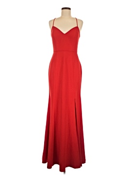 prom dress dress Ladivine BD4002 - V-Neck Wrap Style Classic Prom Gown M / Deep Red