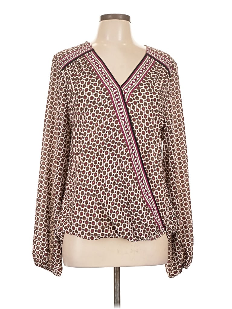 Pre-owned Max Studio Long Sleeve Blouse In Brown