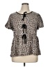 Haptics Animal Print Gray Short Sleeve Blouse Size 1X - photo 1