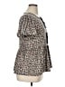 Haptics Animal Print Gray Short Sleeve Blouse Size 1X - photo 4