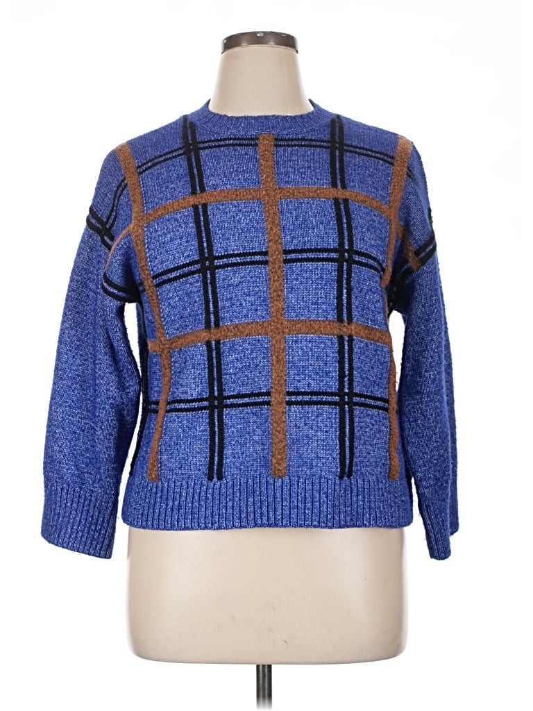 Pre-owned Nine West Long Sleeve Top Blue Square Neckline Tops