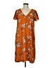 A New Day 100% Polyester Print Orange Casual Dress Size M - photo 1