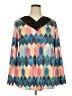 Unbranded Argyle Teal Long Sleeve Blouse Size XXL - photo 1