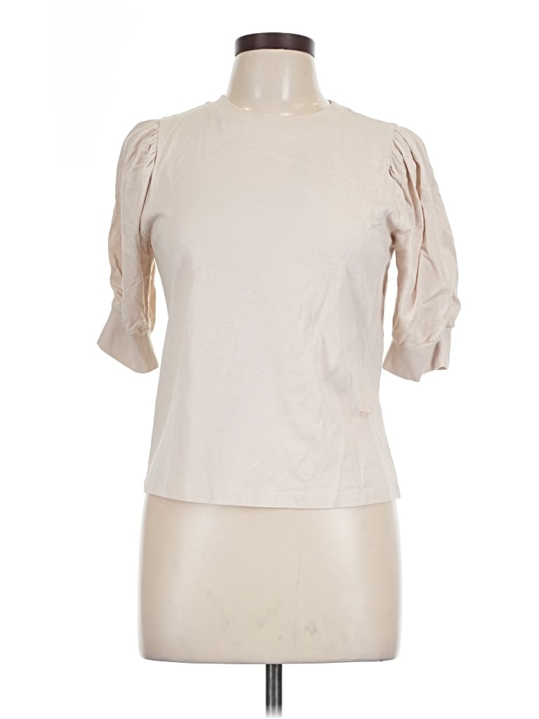 Pre-owned Frame Short Sleeve Blouse In Ivory