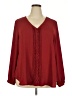 Torrid Solid Burgundy Long Sleeve Blouse Size 2X Plus (2) - photo 1