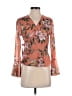 I Love H81 100% Polyester Orange Blue Long Sleeve Blouse Size S - photo 1