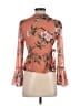 I Love H81 100% Polyester Orange Blue Long Sleeve Blouse Size S - photo 2