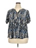 NY Collection Metallic Silver Short Sleeve Blouse Size 2X - photo 1