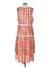 DKNY 100% Polyester Checkered-gingham Orange Casual Dress Size P (petite) - photo 2