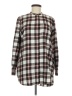 Lands' End Checkered-gingham Gray Long Sleeve Blouse Size M - photo 1