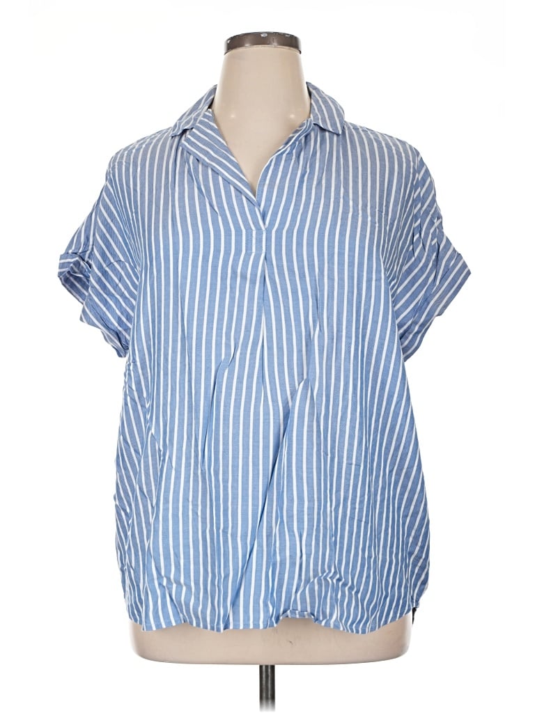 Pre-owned Beachlunchlounge Short Sleeve Blouse In Blue