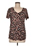 Pink Lily Animal Print Brown Short Sleeve Top Size M - photo 1