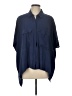 Barneys New York Blue 3/4 Sleeve Button-Down Shirt Size L - photo 1