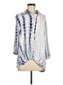 Just Living 100% Rayon Tie-dye Blue 3/4 Sleeve Button-Down Shirt Size M - photo 1