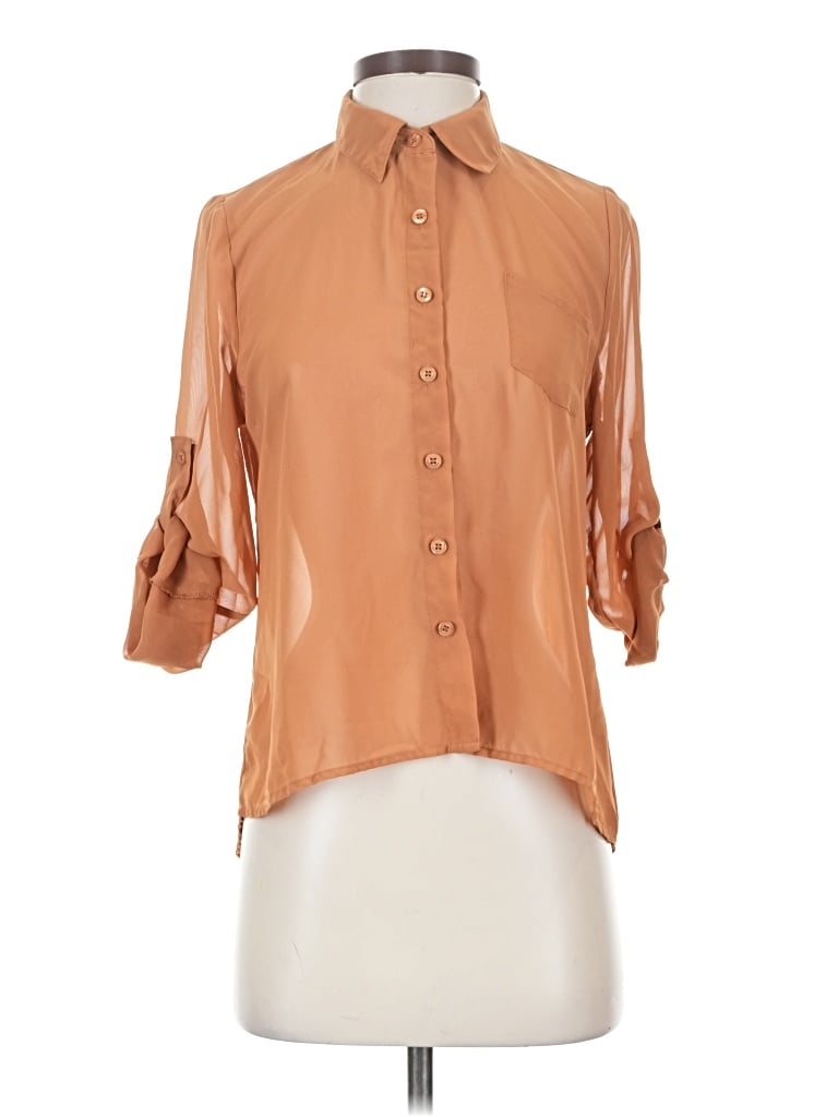 Pre-owned Mine 3/4 Sleeve Blouse In Brown