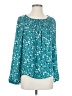 Gibson 100% Polyester Teal Long Sleeve Blouse Size S - photo 1