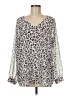 CAbi 100% Polyester Animal Print Silver Long Sleeve Blouse Size M - photo 1