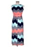 THREE PINK HEARTS Chevron-herringbone Blue Dress Size 14 - photo 2