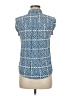 Oui Print Blue Sleeveless Button-Down Shirt Size 6 - photo 2
