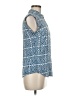 Oui Print Blue Sleeveless Button-Down Shirt Size 6 - photo 4