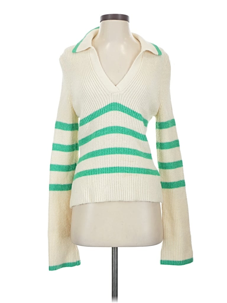 Pre-owned Central Park West Long Sleeve Top Green Cowl Neck Tops