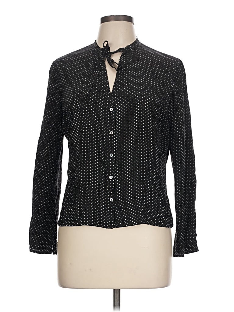 Pre-owned Max Studio Long Sleeve Button Down Shirt In Black