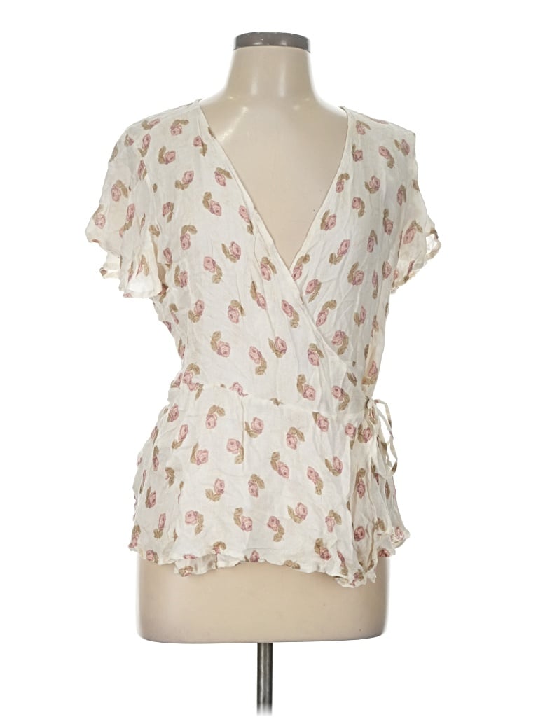 Pre-owned Chaser Short Sleeve Blouse In White