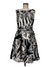 Taylor 100% Polyester Graphic Silver Black Cocktail Dress Size 8 - photo 1
