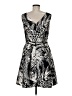 Taylor 100% Polyester Graphic Silver Black Cocktail Dress Size 8 - photo 2