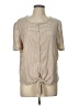 Modern Works Houndstooth Tan Short Sleeve Blouse Size L - photo 1