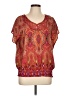 DressBarn 100% Polyester Orange Short Sleeve Blouse Size L - photo 1