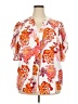 Unbranded 100% Polyester Tropical Orange Short Sleeve Blouse Size 2X - photo 1