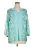 New Directions 100% Polyester Teal Long Sleeve Blouse Size XL - photo 1