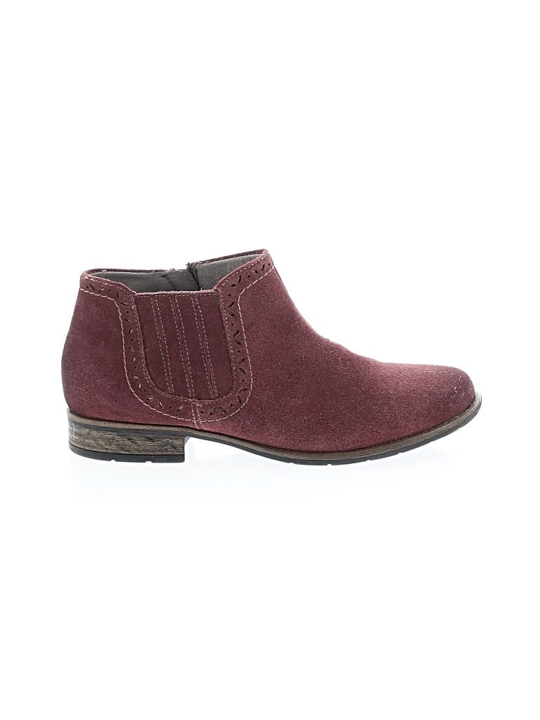 Pre-owned Earth Ankle Boots In Burgundy