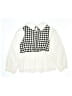 Shein 100% Polyester Houndstooth Ivory Long Sleeve Blouse Size 8 - photo 2